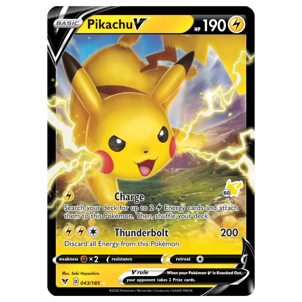 Pikachu V - 043/185 (#60 Pikachu Stamped) - Battle Academy 2022 (BA22) CardsRfun