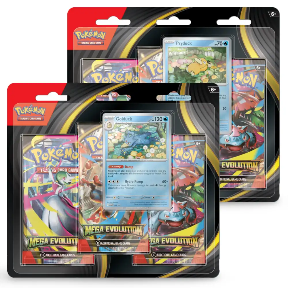 Pokemon Mega Evolution: 3-Pack Blister Psyduck Golduck CardsRfun