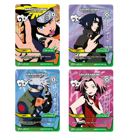Naruto Mythos TCG Konoha Shido Team Set – alle 4 exklusiven Promokarten (Naruto, Sasuke, Sakura, Kakashi) – bei CardsRfun